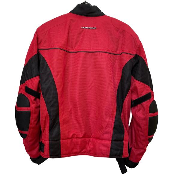 Armored Motorcycle Jacket Men XL Red Black Padded Racing First Gear Protective - Picture 2 of 12